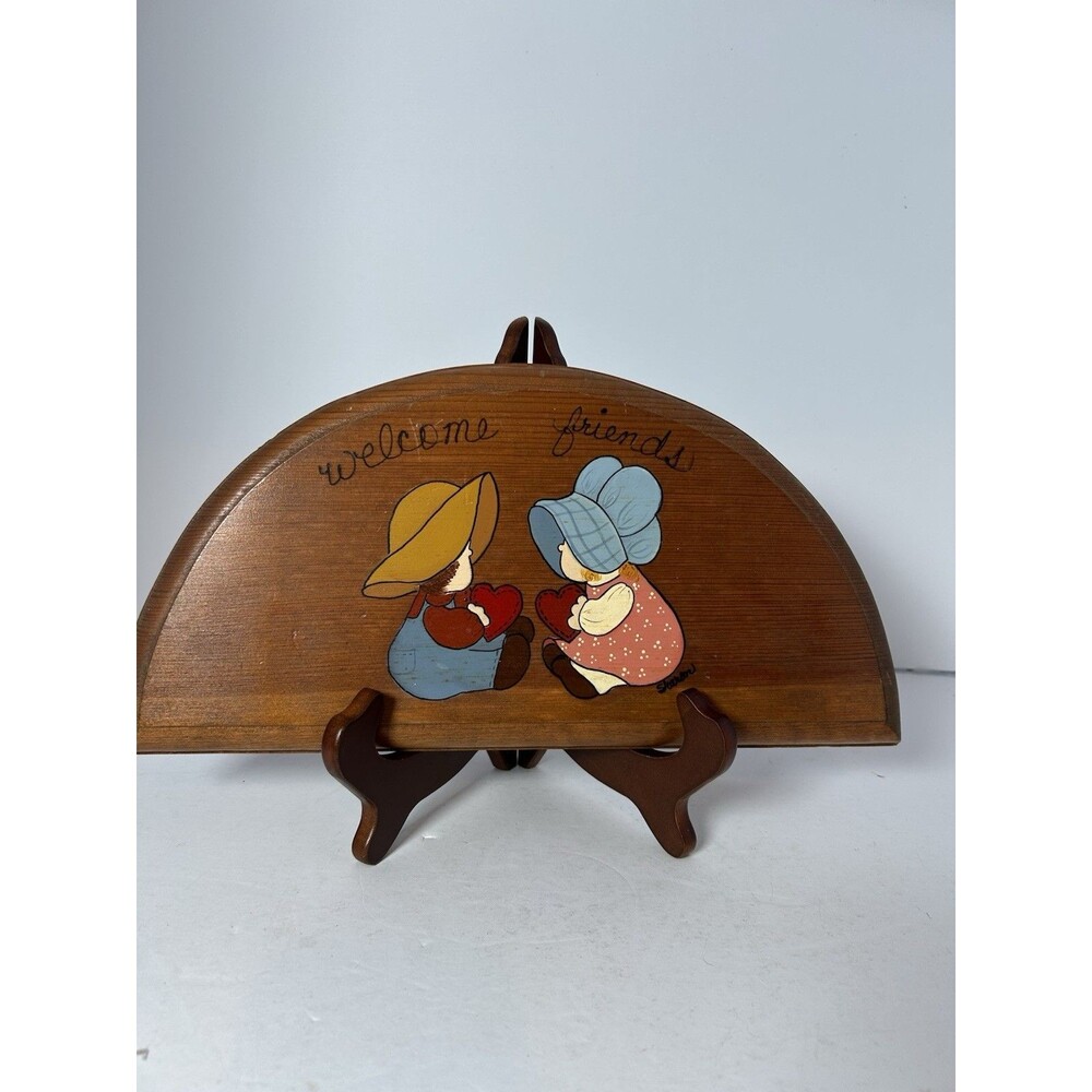 Vintage Hand Painted "Welcome Friends" Sign Cottage Core Wood